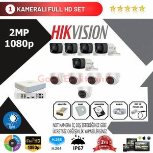 Hikvision 10'lu Set 2 Mp 1080p Hd Kamera Sistemi
