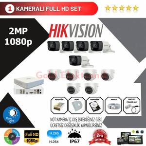 Hikvision 11'li Set 2 Mp 1080p Hd Kamera Sistemi